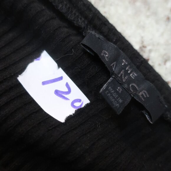 Womens The Range (Item- 120) Black Ribbed Square Neck Puff Sleeve Blouse Top S - Picture 8 of 8